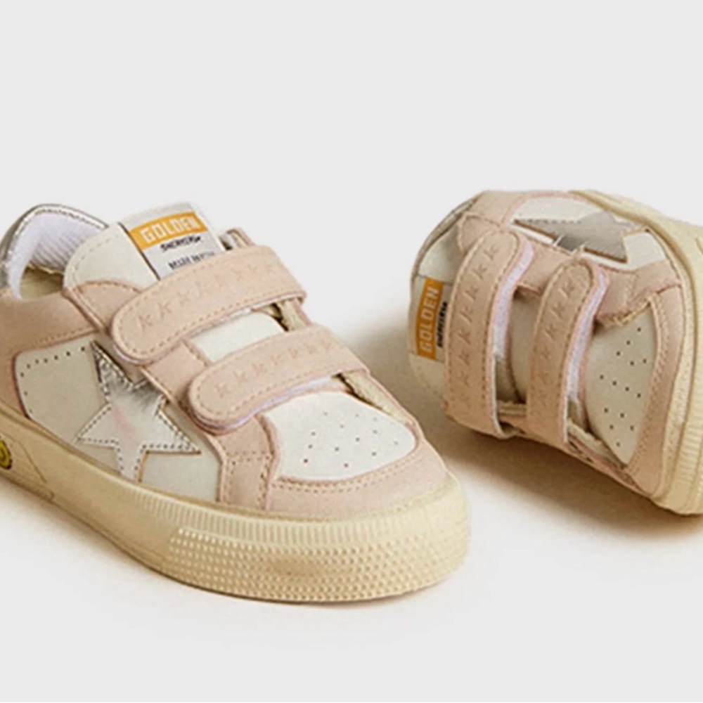 Golden Goose Kids Cream and Pink Sneakers